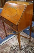 An Edwardian painted satinwood bureau W.69cm