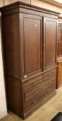 A Victorian oak linen press W.133cm