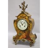 A French Vernis Martin mantel clock height 35cm width 18.5cm