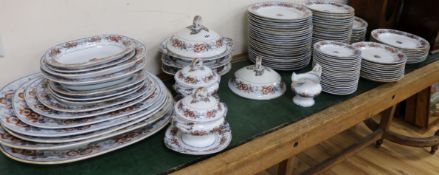 An 18th century style Pearlware 'rose border' dinner service, approx. 80 pieces