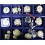 A collection of wristwatches, various, many lacking their straps, (including ladies and gents