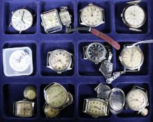 A collection of wristwatches, various, many lacking their straps, (including ladies and gents