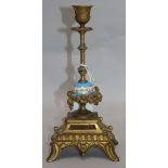 A 19th century French gilt metal and Sevres style candlestick