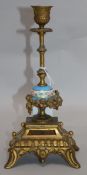 A 19th century French gilt metal and Sevres style candlestick