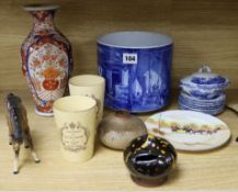 Mixed pottery, a Beswick horse, and a 19th century money box