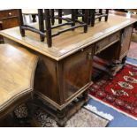 A 1930's William and Mary style library desk W.150cm