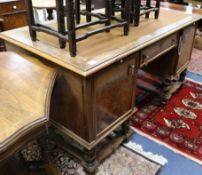 A 1930's William and Mary style library desk W.150cm