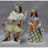 Two 19th century Staffordshire figures of Will Watch and the other possibly depicting Eliza Cooke