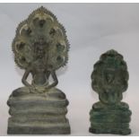 Two Cambodian bronze figures of Buddha