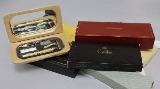 A Dupont, Paris gold-plated ballpoint and sundry items, including two Colibri fountain pens, a