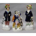 Three 19th century Staffordshire figures of a gentleman with a goat and the Prince and Princess of
