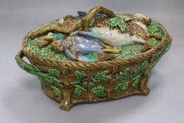 A Minton majolica game tureen and cover