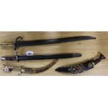 Eastern dagger, Kukri, two bayonets