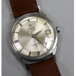 A gentleman's stainless steel Omega Constellation automatic "pie pan" dial wristwatch, with Omega