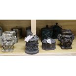 A quantity of cast and silvered metal tobacco jars (Q)