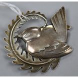 A 1960's Georg Jensen sterling silver brooch, design no. 309, 5cm.