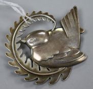 A 1960's Georg Jensen sterling silver brooch, design no. 309, 5cm.