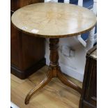 A mid 19th century Italian parquetry walnut tea table W.62cm