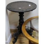 Anglo Indian ebony tripod table W.55cm