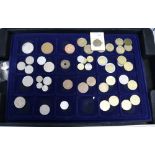 Five collectors cases of British and World coinage, 18th-20th century including QEII £1, £2 and