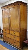 A Regency satinwood linen press W.140cm