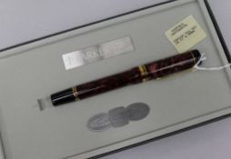 A Parker Duofold Centennial fountain pen, maroon finish, mint in original box (1)