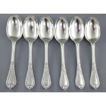 A set of six Victorian silver Grecian pattern dessert spoons, by George Adams, hallmarked London