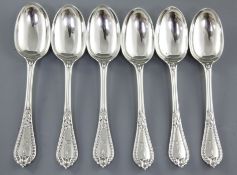 A set of six Victorian silver Grecian pattern dessert spoons, by George Adams, hallmarked London