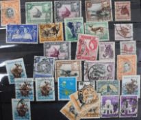 A collection of British, USA and World banknotes and a collection of stamps