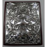 A 1980's repousse silver mounted blotter, R.B.B. London, 1985, 27.6cm.