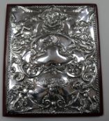 A 1980's repousse silver mounted blotter, R.B.B. London, 1985, 27.6cm.