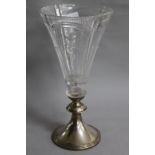 A Dutch 830 standard silver footed glass trumpet vase, 30.8cm.