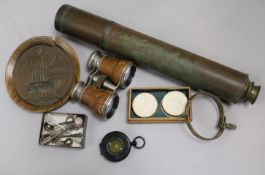 A small quantity of miscellaneous items, including Spencer & Browning telescope, Negretti & Zambra