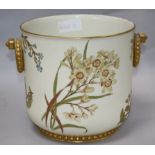 A Royal Worcester blush ground two handled jardiniere