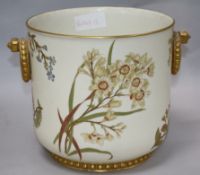 A Royal Worcester blush ground two handled jardiniere