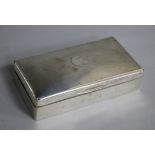 A 1920's silver rectangular cigarette box, 17.2cm.