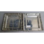 A pair of continental 800 standard silver square dishes, 25.2cm, 35.6 oz.