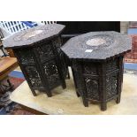 Two inlaid carved Anglo-Indian tables W.53cm,45cm