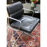 After Charles Eames - an aluminium EA-208 style soft pad low armchair