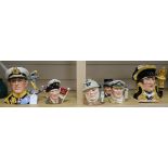 Royal Doulton Earl Mountbatton D9644 and a Napoleon D9641 character mugs and 6 smaller Royal Doulton