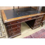 A Victorian mahogany pedestal partners desk W.153cm