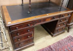 A Victorian mahogany pedestal partners desk W.153cm