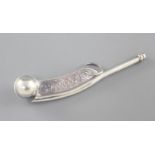 A Victorian silver bosun's call, with engraved name, hallmarked Birmingham 1899 and made by James