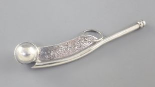 A Victorian silver bosun's call, with engraved name, hallmarked Birmingham 1899 and made by James