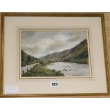 W.E.Barrington Browne, watercolour, The River Awe, signed, 18 x 26cm.