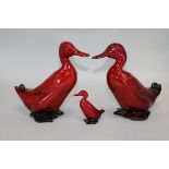 3 Royal Doulton Flambe ducks, one by Noakes (3)