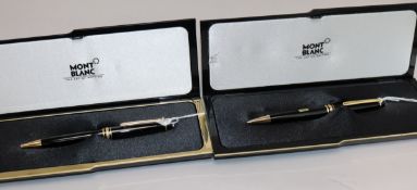 A Montblanc Meisterstuck ballpoint pen and a mechanical pencil, mint, in original boxes (2)