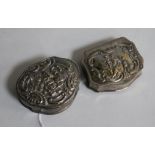 Two white metal snuff boxes including Persian.