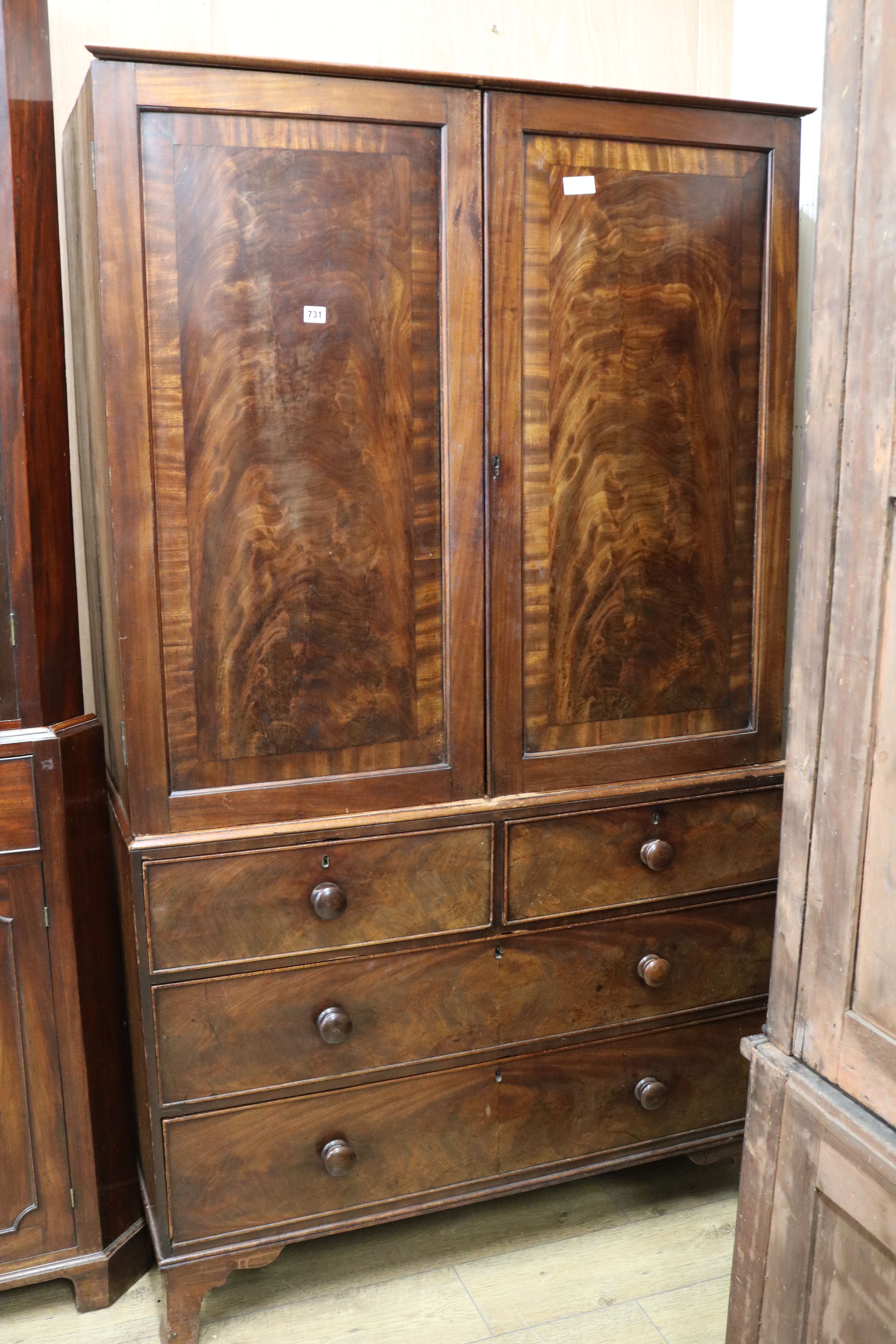 A mahogany linen press W.115cm