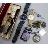 Assorted items including watches and medals etc.